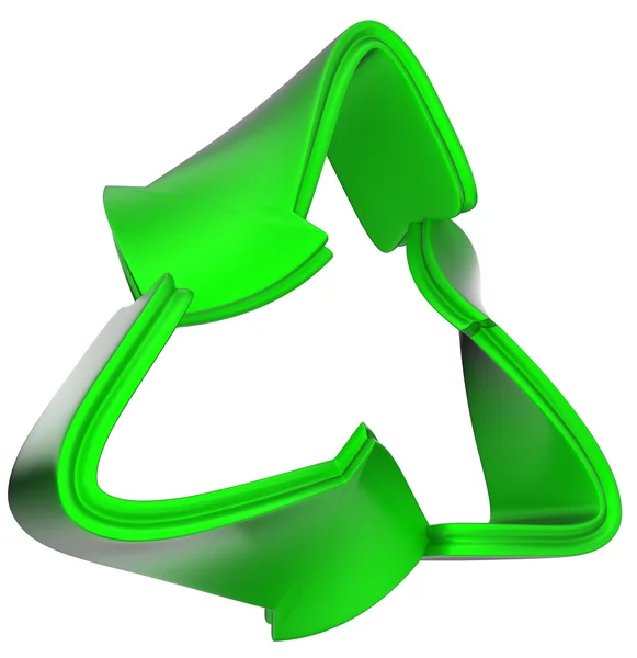 Концепція переробки: зелений символ переробки ізольовано — стокове фото