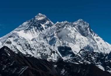Everest, Nuptse and Lhotse peaks: top of the world clipart