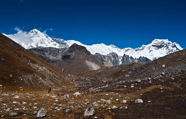 Čo Oju peak a horský hřeben v Himalájích — Stock fotografie