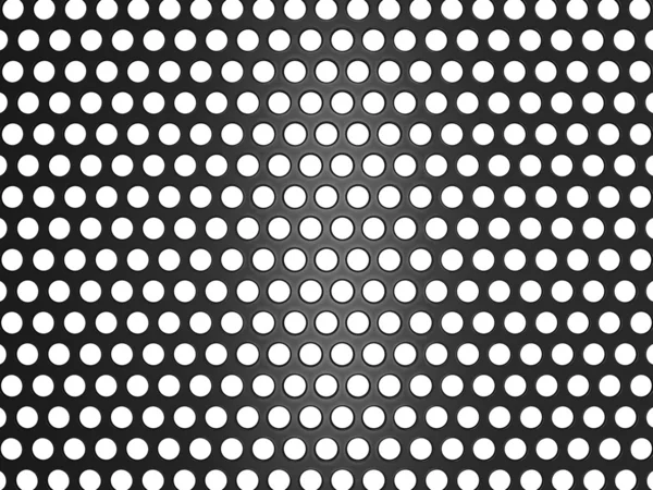 Griglia in metallo nero con fori isolati su bianco — Foto Stock