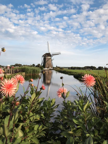 Paisagem do moinho de vento na Holanda — Fotografia de Stock