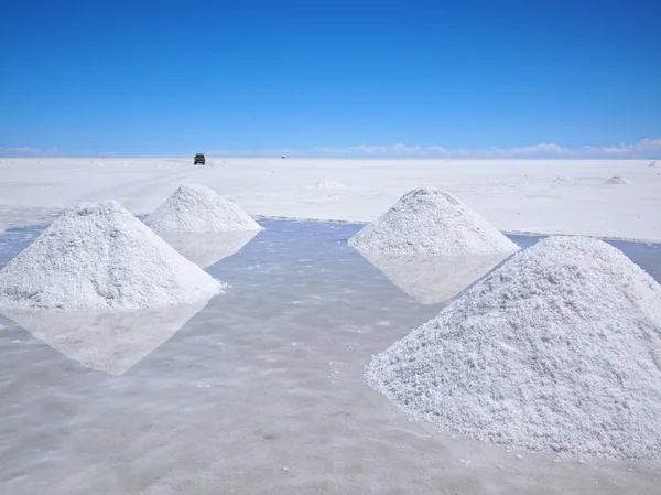 Secado de pilas de sal en el salar — Foto de Stock
