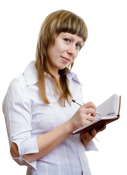 Young girl with a notebook — Stock Photo, Image