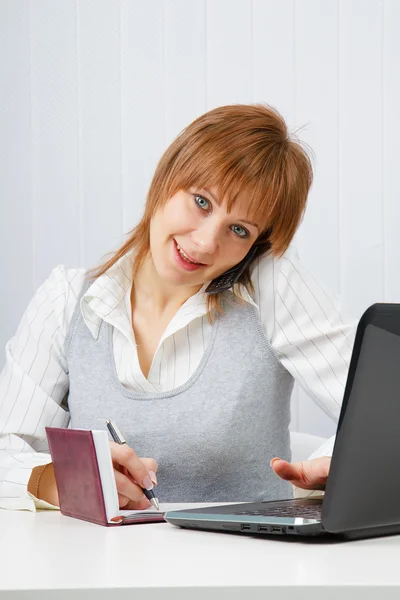 Attractive happy girl. Office — Stock Photo, Image