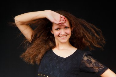 Girl with flowing long hair