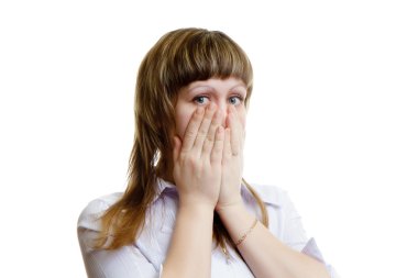 Frightened young woman clipart