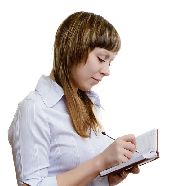 Young girl with a notebook — Stock Photo, Image