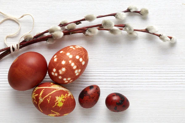 Œufs de Pâques colorés avec peau d'oignon — Photo