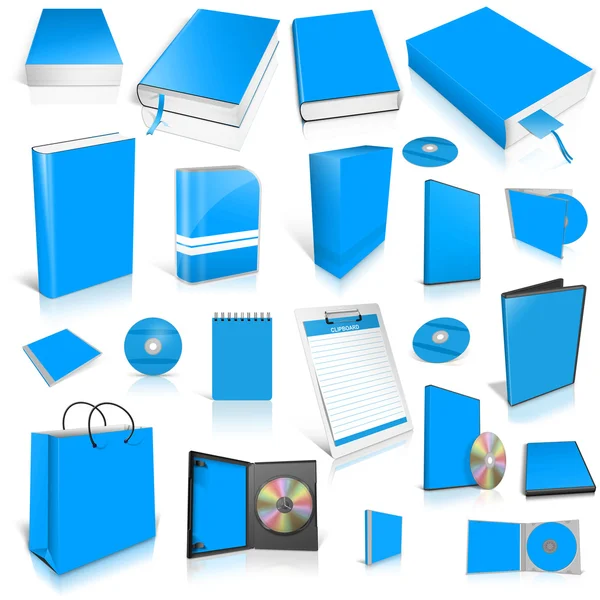 Pálido azul 3d coleção de capa em branco . — Fotografia de Stock