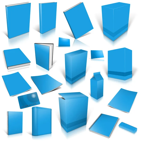 Pálido azul 3d coleção de capa em branco — Fotografia de Stock