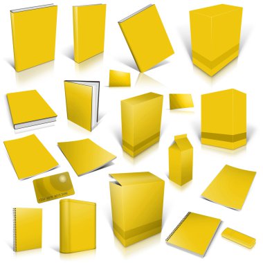 Yellow 3d blank cover collection clipart