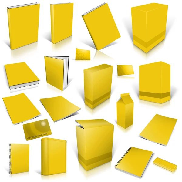 黄色 3d 空白封面集合 — 图库照片