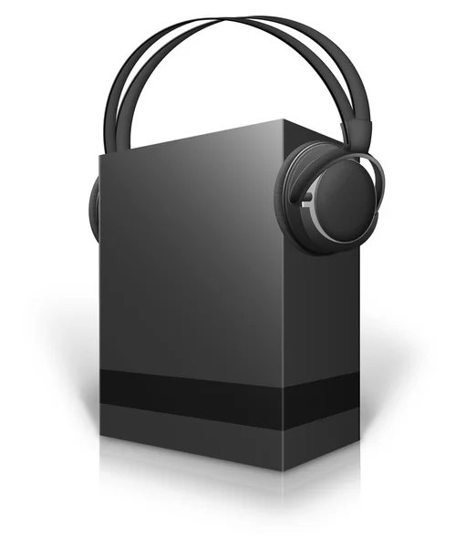 Caixa de música e fones de ouvido — Fotografia de Stock