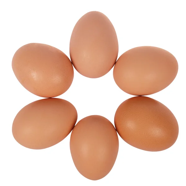 Шесть яиц по кругу — стоковое фото