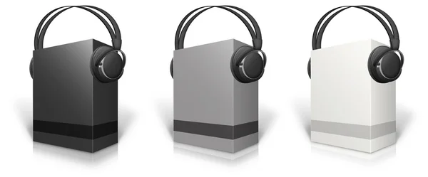 Caixa de música e fones de ouvido — Fotografia de Stock