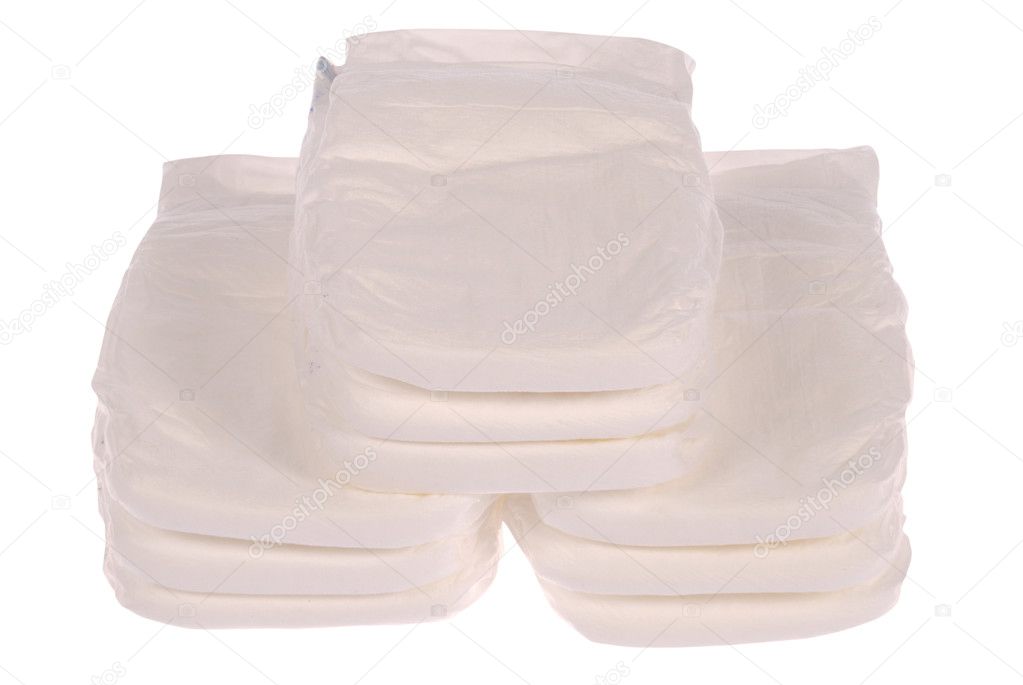Stack of baby diapers