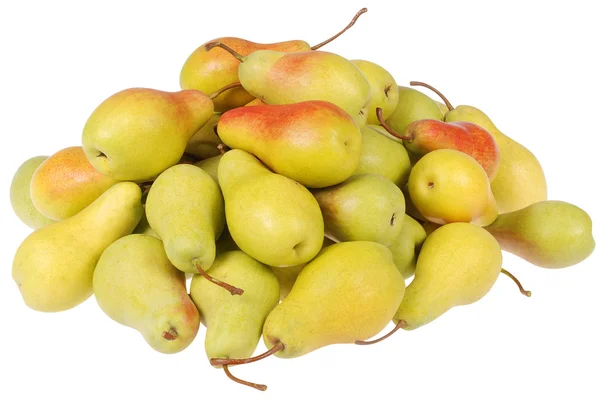 A lot of pears on white — Stock Photo, Image