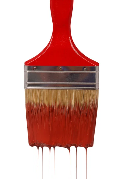 Un pennello gocciolante di vernice rossa — Foto Stock