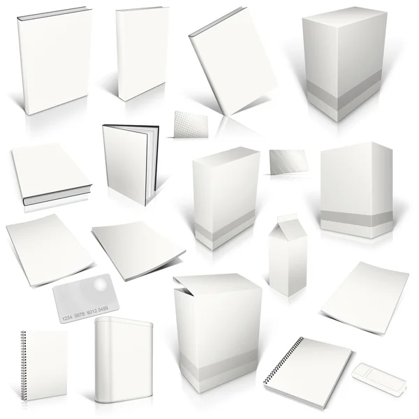 Weiß 3d blank cover collection — Stockfoto