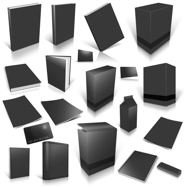Коллекция Black 3d blank cover — стоковое фото