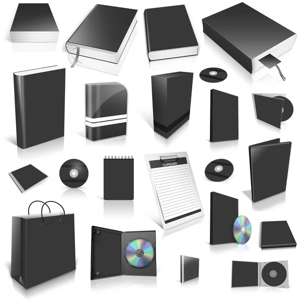 Black 3d blank cover collection — Stock Photo, Image