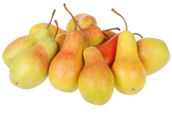 A lot of pears on white — Stock Photo, Image