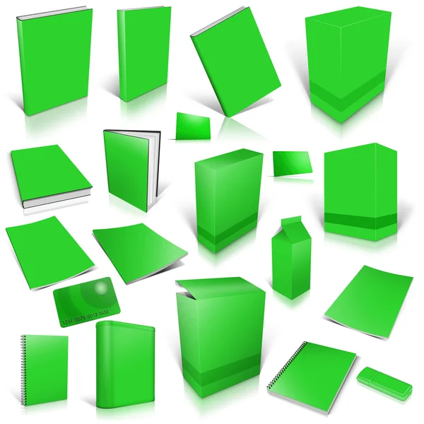 Green 3d blank cover collection — Stock Photo, Image