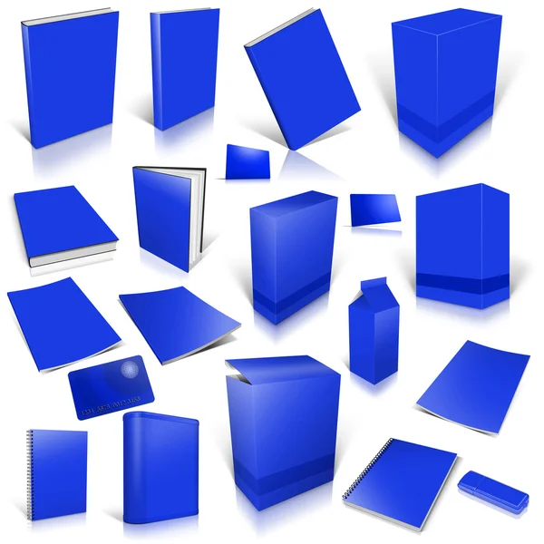 Modré 3d kolekce prázdná vazba — Stock fotografie