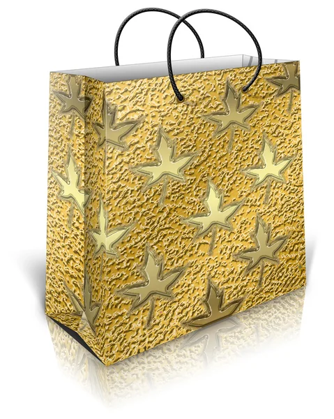 Guld gåva väska — Stockfoto