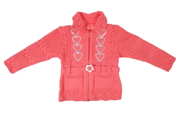 Pletená bunda růžová děti — Stock fotografie