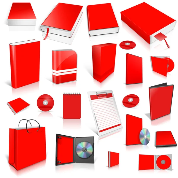 Vermelho 3d coleção de capa em branco — Fotografia de Stock