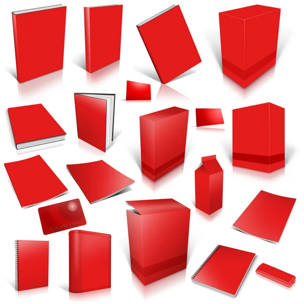 赤の 3 d ブランク カバーのコレクション — ストック写真