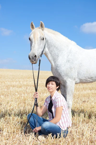 stock image Young woman and Horse