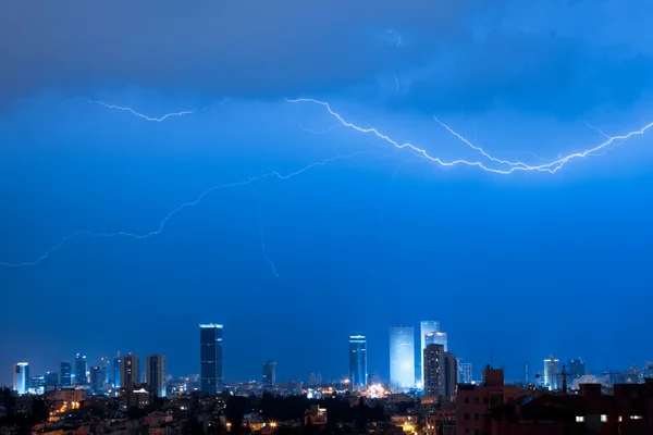 stock image Lightning over a Tel aviv city