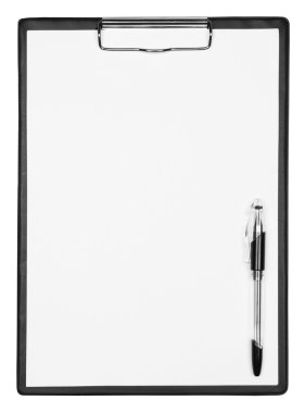 Blank clipboard with pen