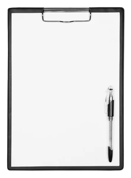 Blank clipboard with pen — Stok fotoğraf