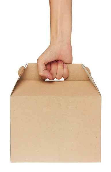 Cardboard box in hand — Stock Photo, Image