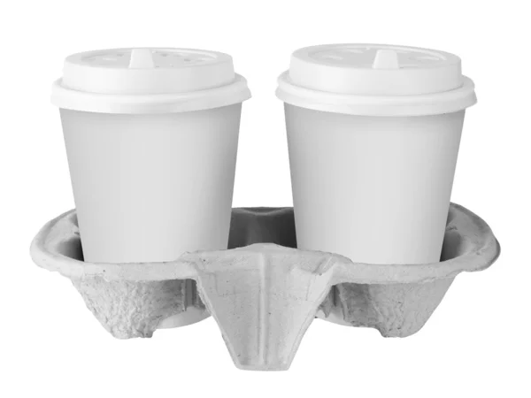 Dos taza de papel blanco — Foto de Stock