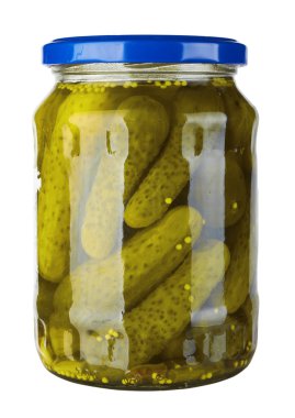 Glass jar with pickled cucumbers clipart