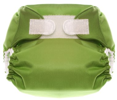 Eco Friendly Green Cloth Diaper with Hook and Loop Closure clipart