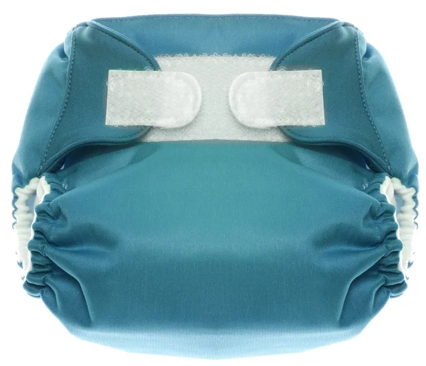 Umweltfreundliche blaue Stoffwindel mit Klettverschluss — Stockfoto