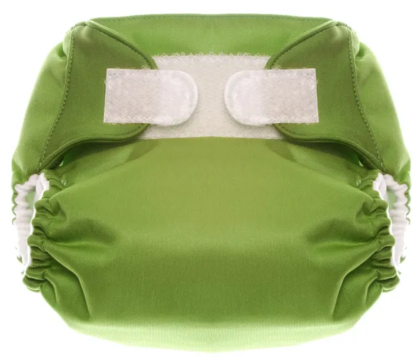 Umweltfreundliche grüne Stoffwindel mit Klettverschluss Stockfoto