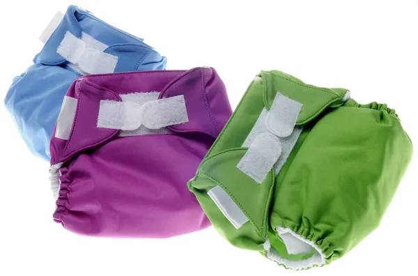 Eco przyjazny tkaniny pieluch zielony, fioletowy i niebieski Zdjęcie Stockowe