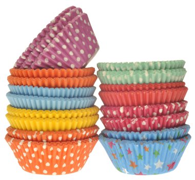 Stack of Vibrant Cupcake Wrappers