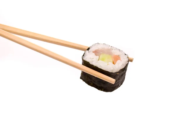 Sushi cu bețișoare izolate pe un fundal alb — Fotografie, imagine de stoc