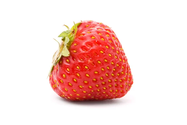 En moden jordbær på hvid - Stock-foto