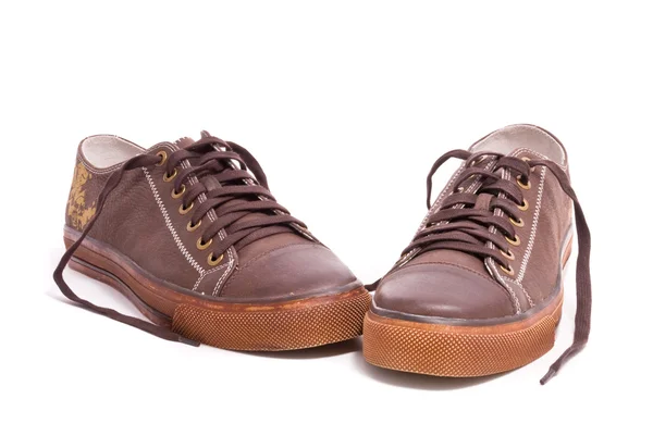 Kahverengi dantel Ayakkabı — Stok fotoğraf