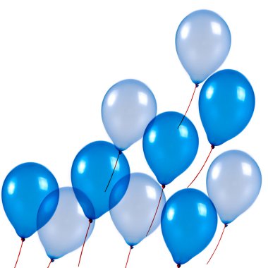 Blue balloons on white background clipart