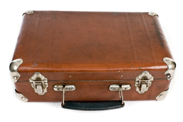 Beyaz arka planda izole edilmiş eski bavul — Stok fotoğraf