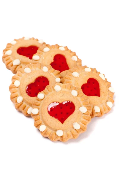 stock image Festive heart cookies isolated on white background